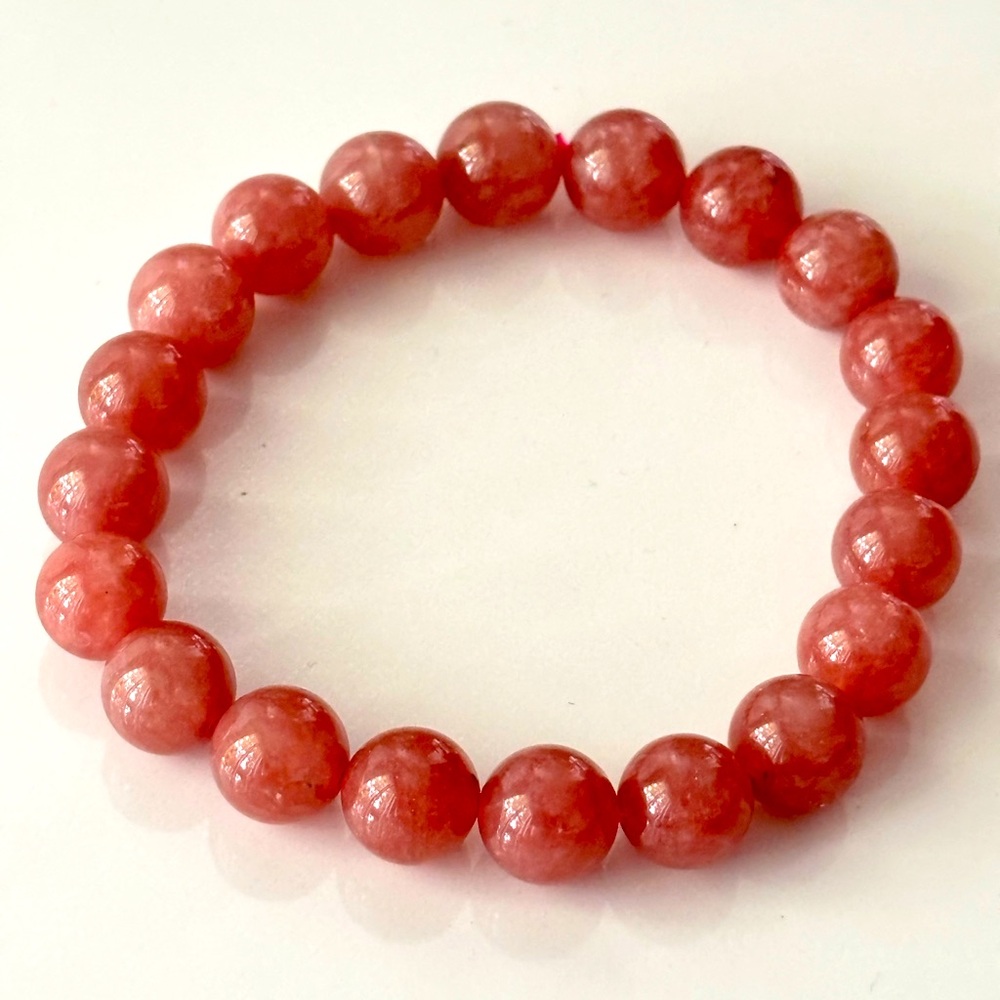 🦋2/25$ Rhodochrosite Power Bead  elastic Bracelet NWOT